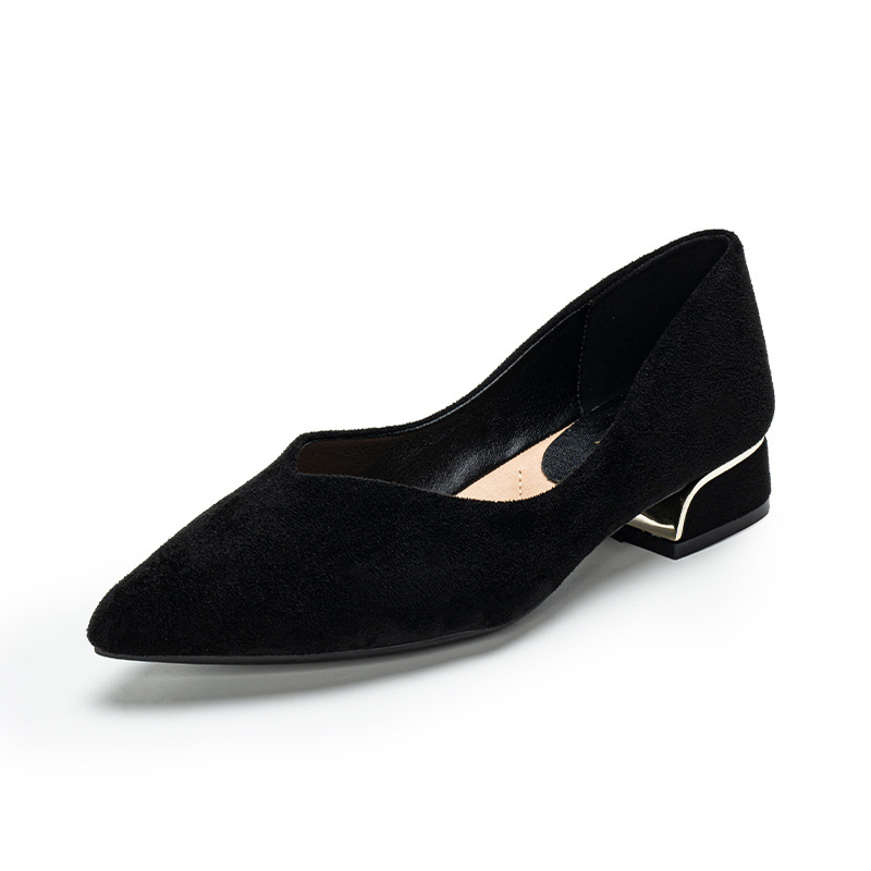 Leather Work Women Shoes - Women's Pointed Toe Simple Chunky Heel