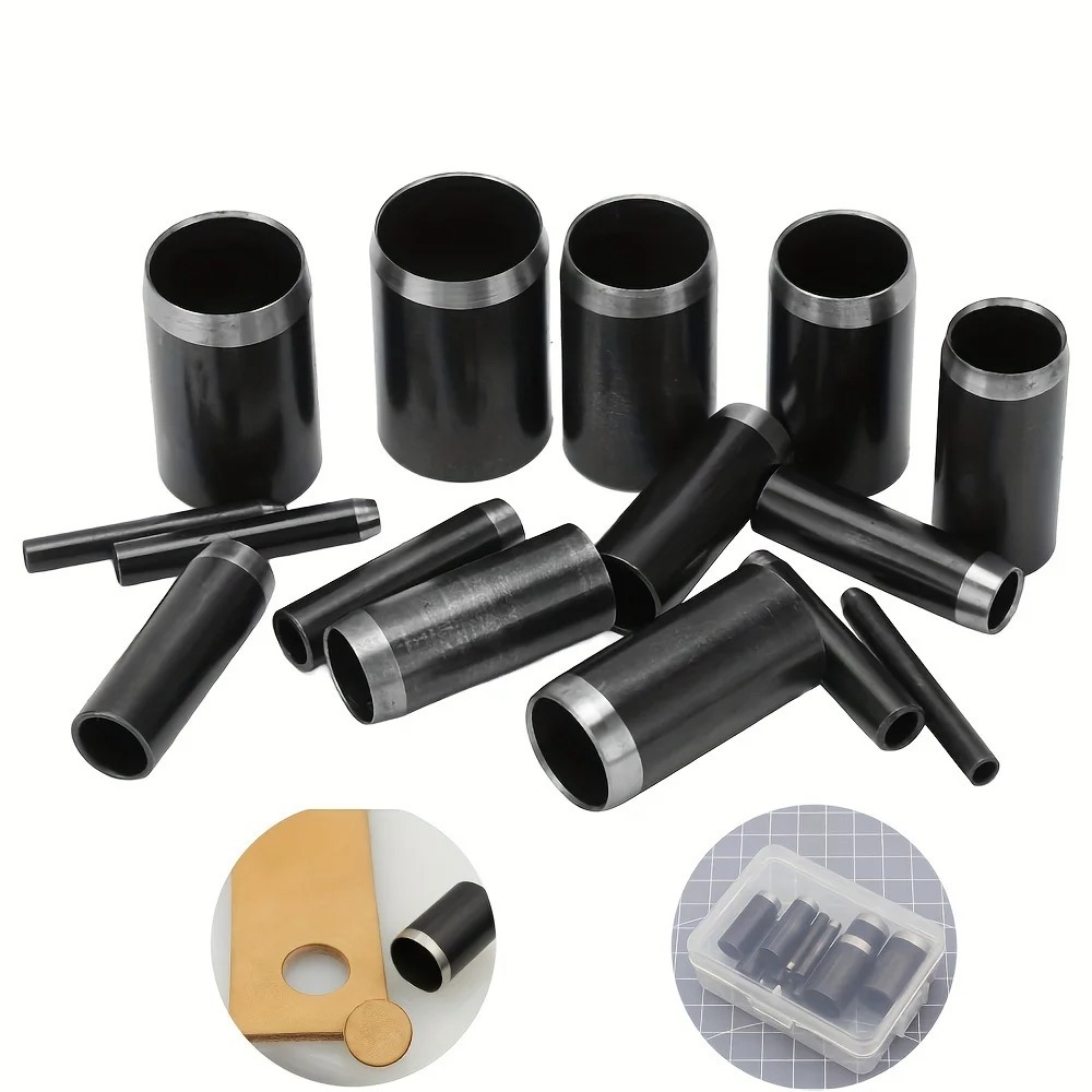 Leatherwork Punching Tool - 15 Sizes Round Hole Punch(1-15mm), Hollow