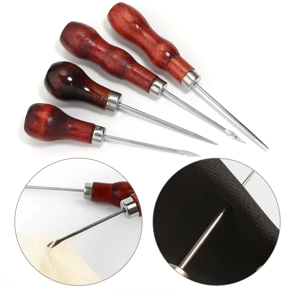 Leatherwork Punching Tool - Wooden Handle Awls DIY Leather Tent