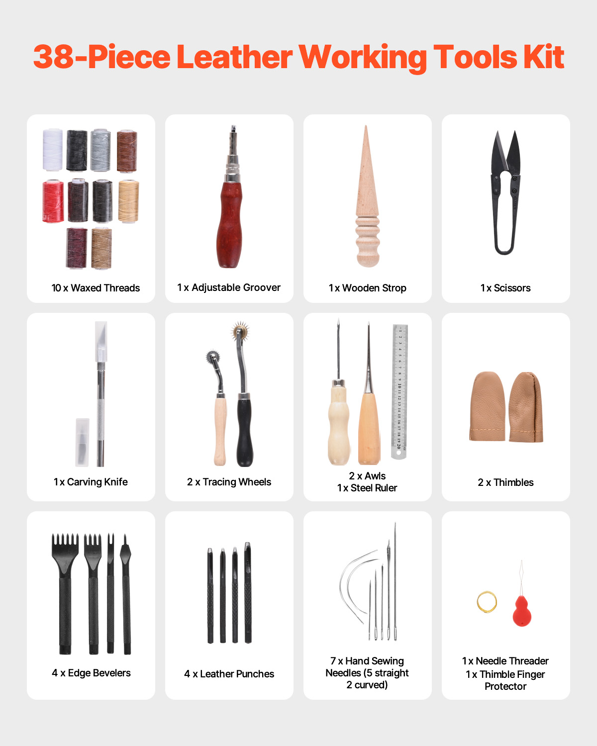 SucceBuy 38/59/61/72/92PCs Lea - огляд і ціна Leatherwork Hammer