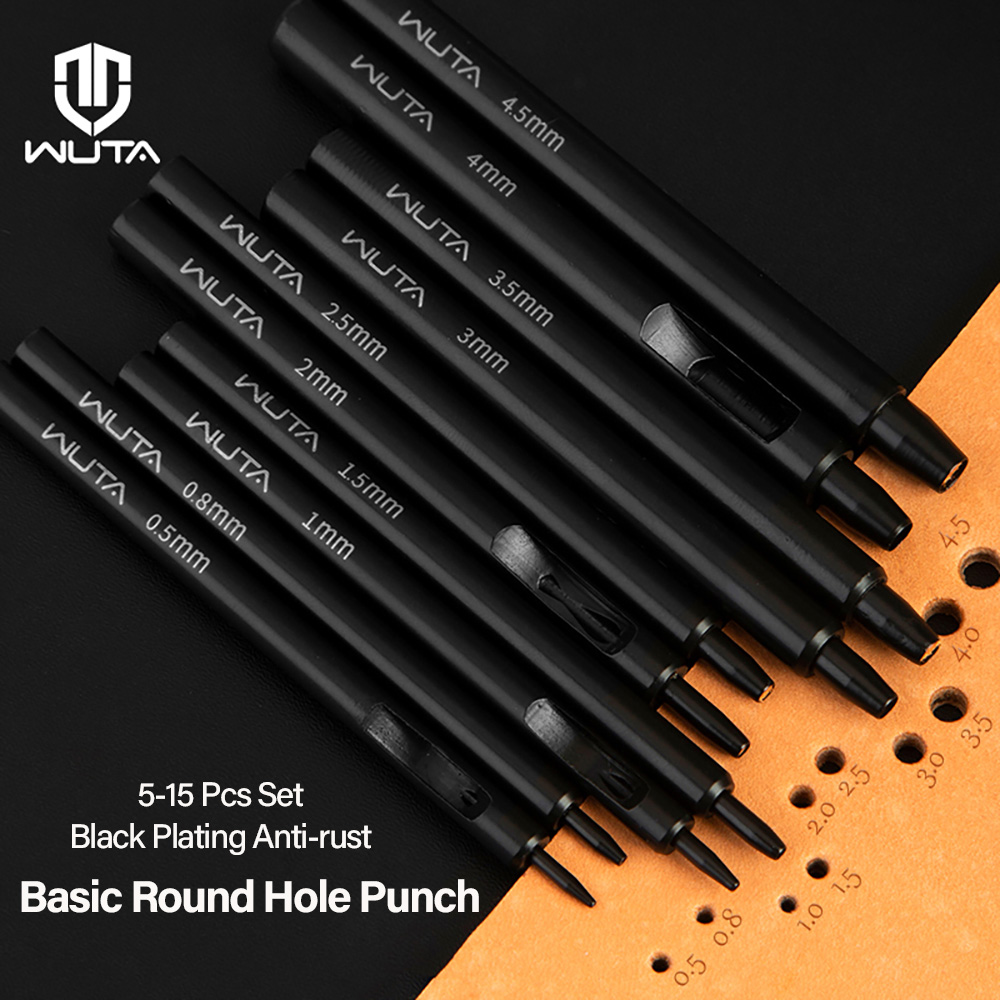 WUTA 5-15Pcs Basic Black Anti- - огляд і ціна Leatherwork Punching Tool