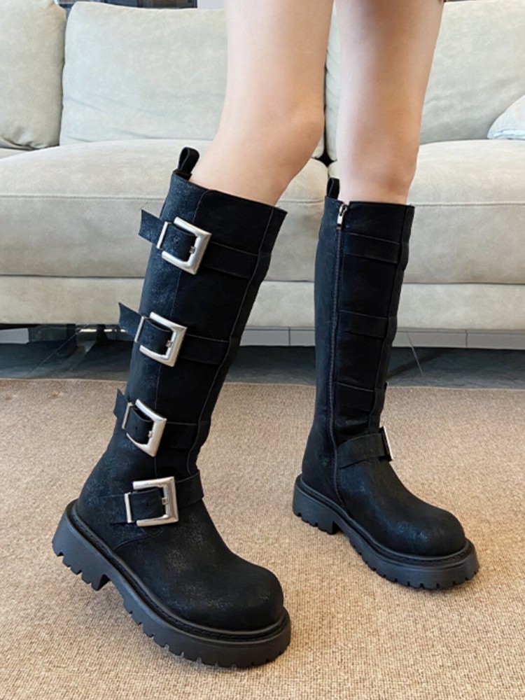Fashion Women Multi Buckle Kne - огляд і ціна Leather Work Women Shoes