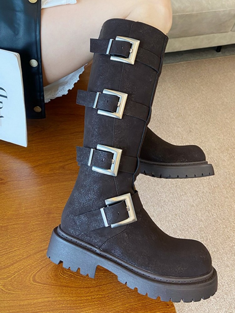 Fashion Women Multi Buckle Kne - огляд і ціна Leather Work Women Shoes